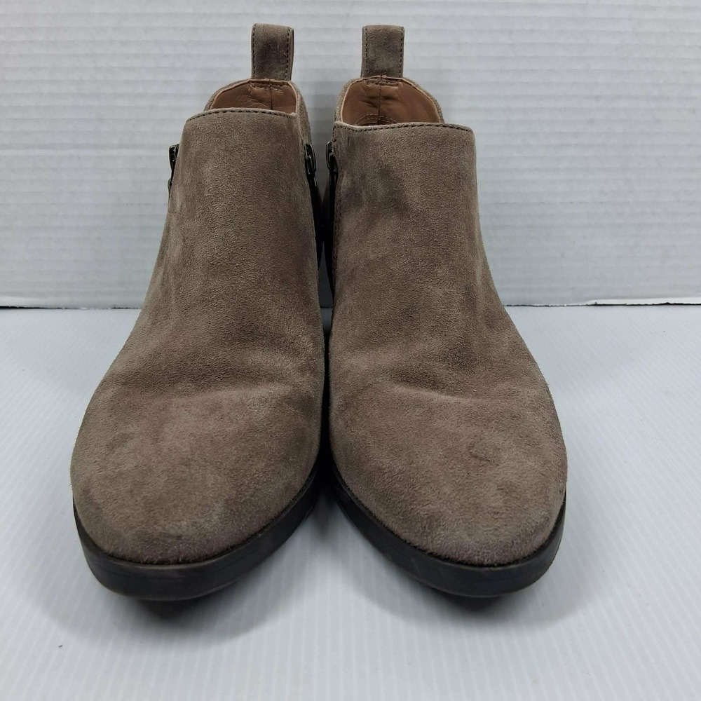 Vionic Cecily Waterproof Suede Ankle Boots Taupe Brown Zipper Booties Womens 7 - Picture 4 of 9